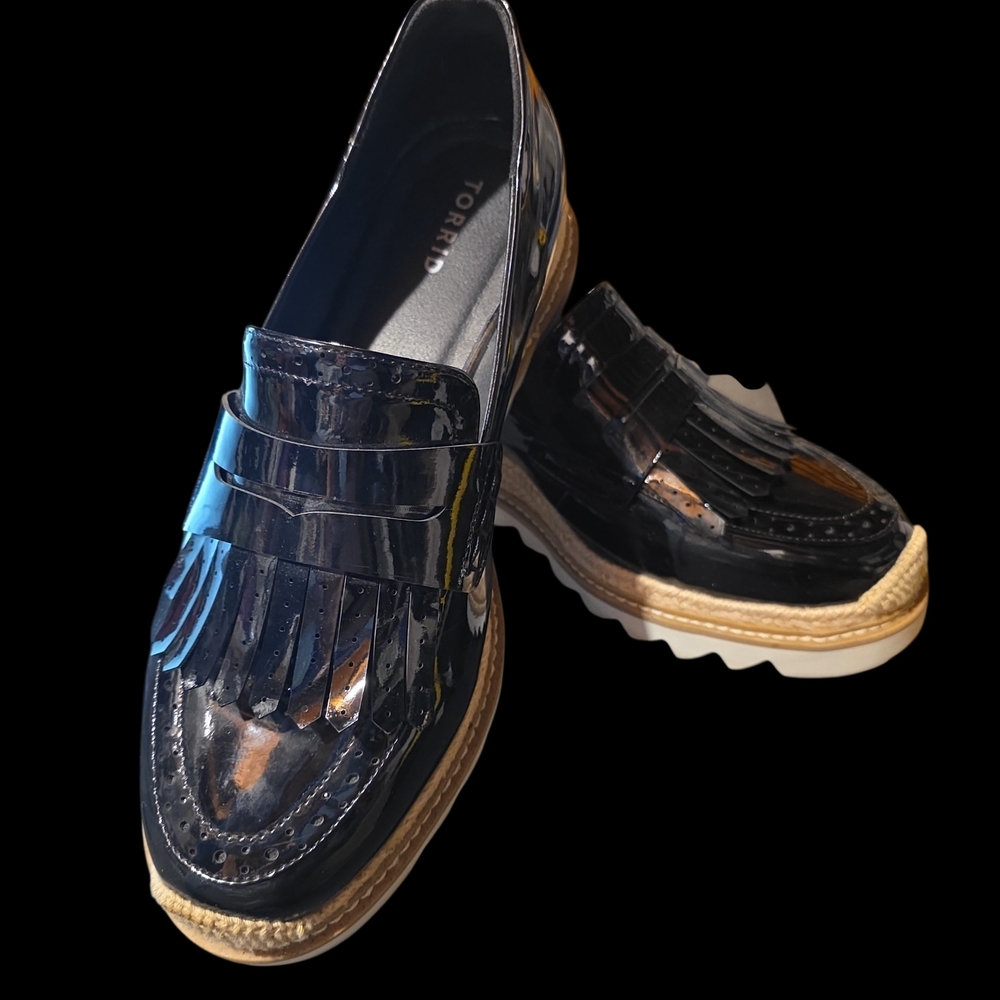 Torrid Black Patent Leather Fringe Loafers